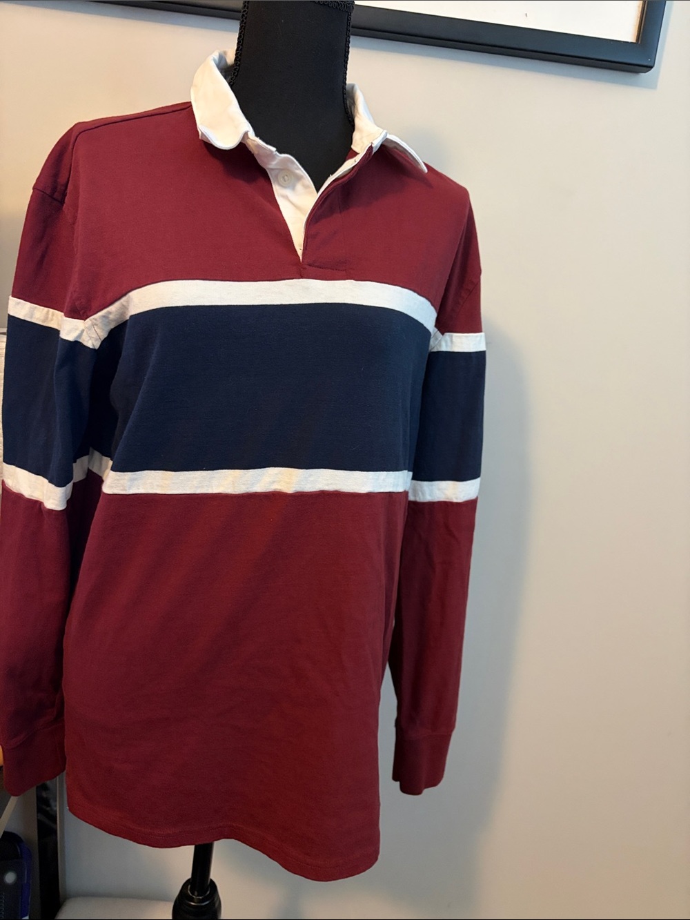 NWOT Goodfellow & Co Rugby Burgundy and White Rugby Polo